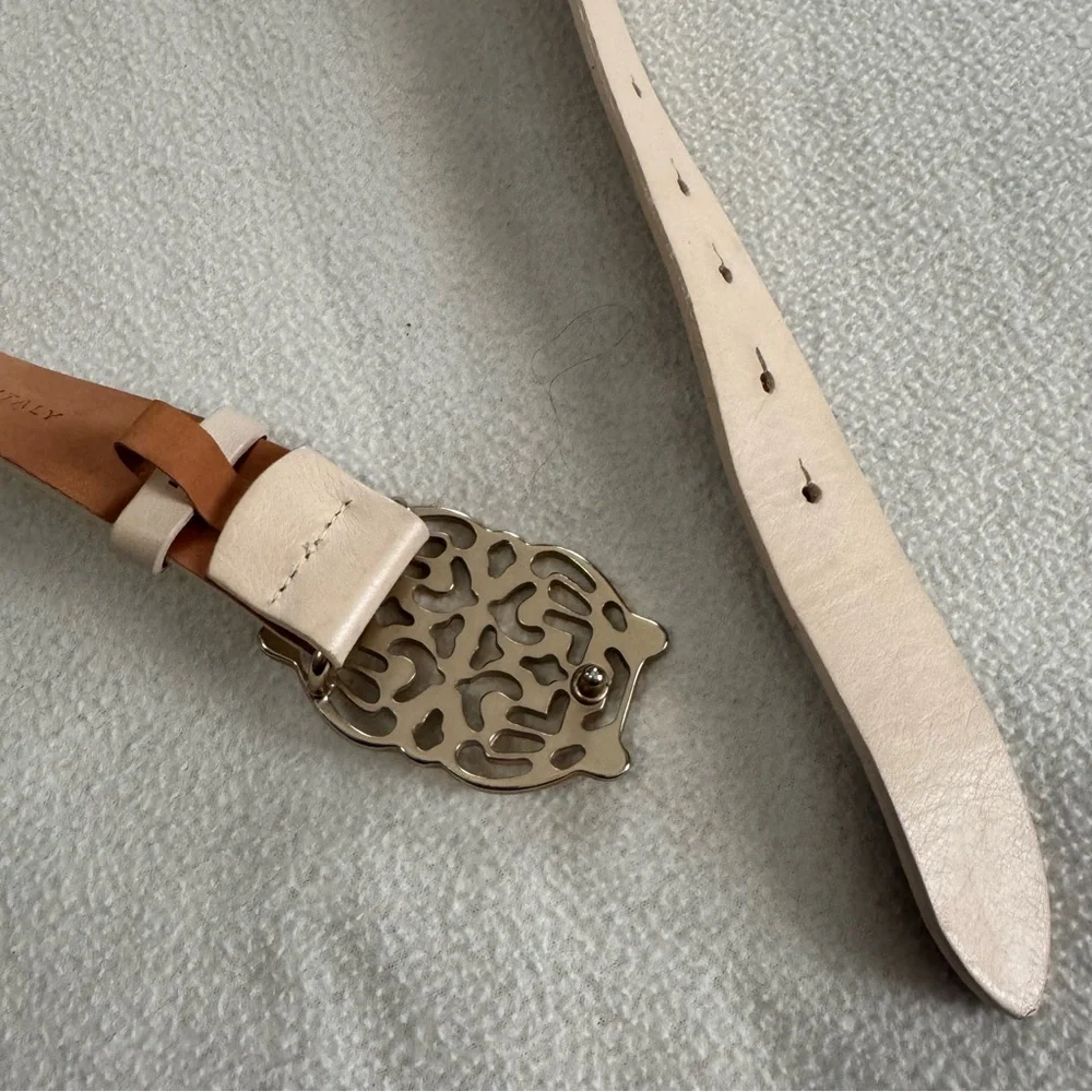 Cole Haan Cream Off White Leather Belt Women Size Small